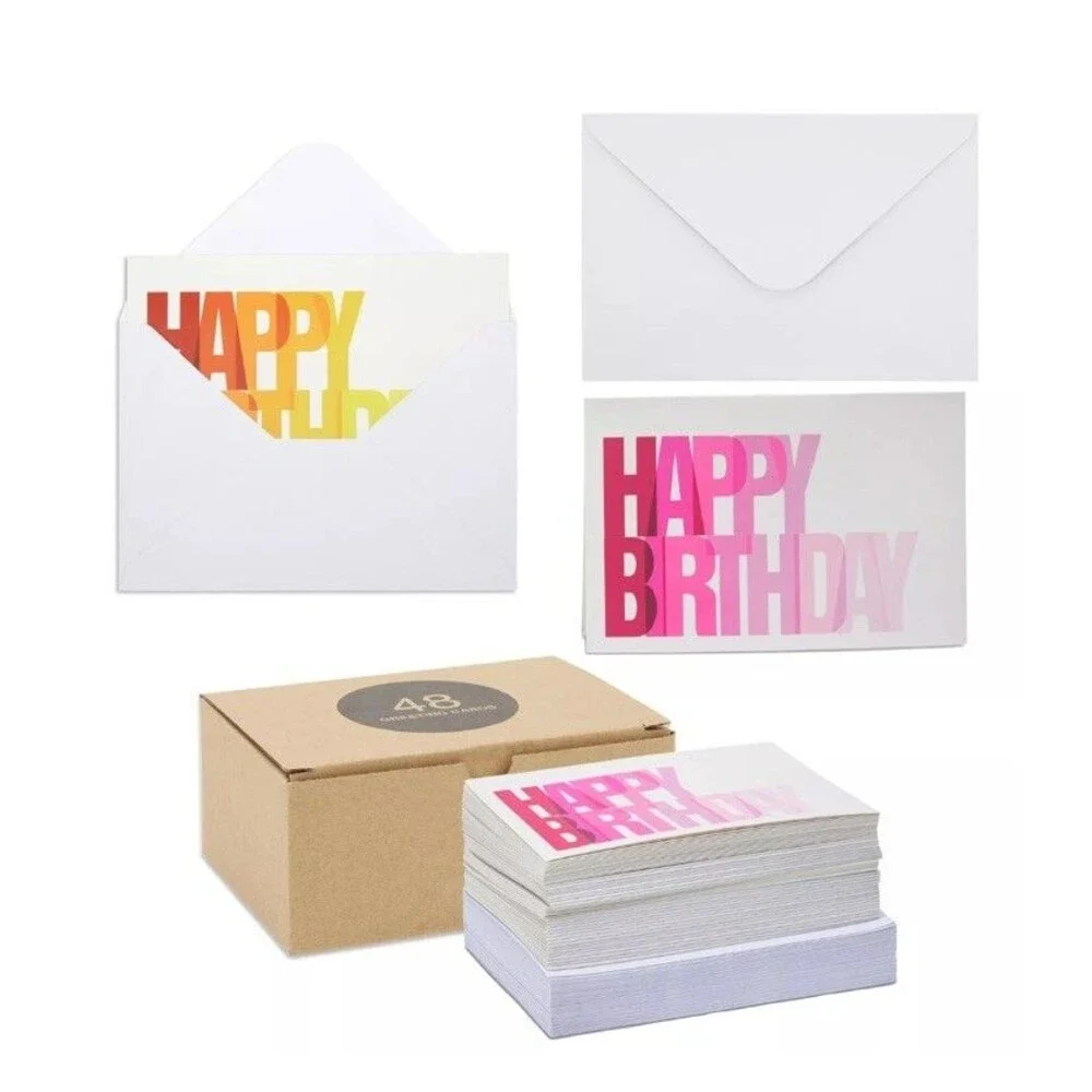 48 Pack 4x6-inch Happy Birthday Cards with Envelopes (6 Colorful Assortment)